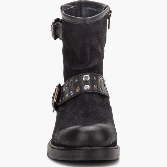 NIB Vintage Foundry Miriam 8 38.5 Black Suede Leather Moto Boots Booties - Picture 4 of 13